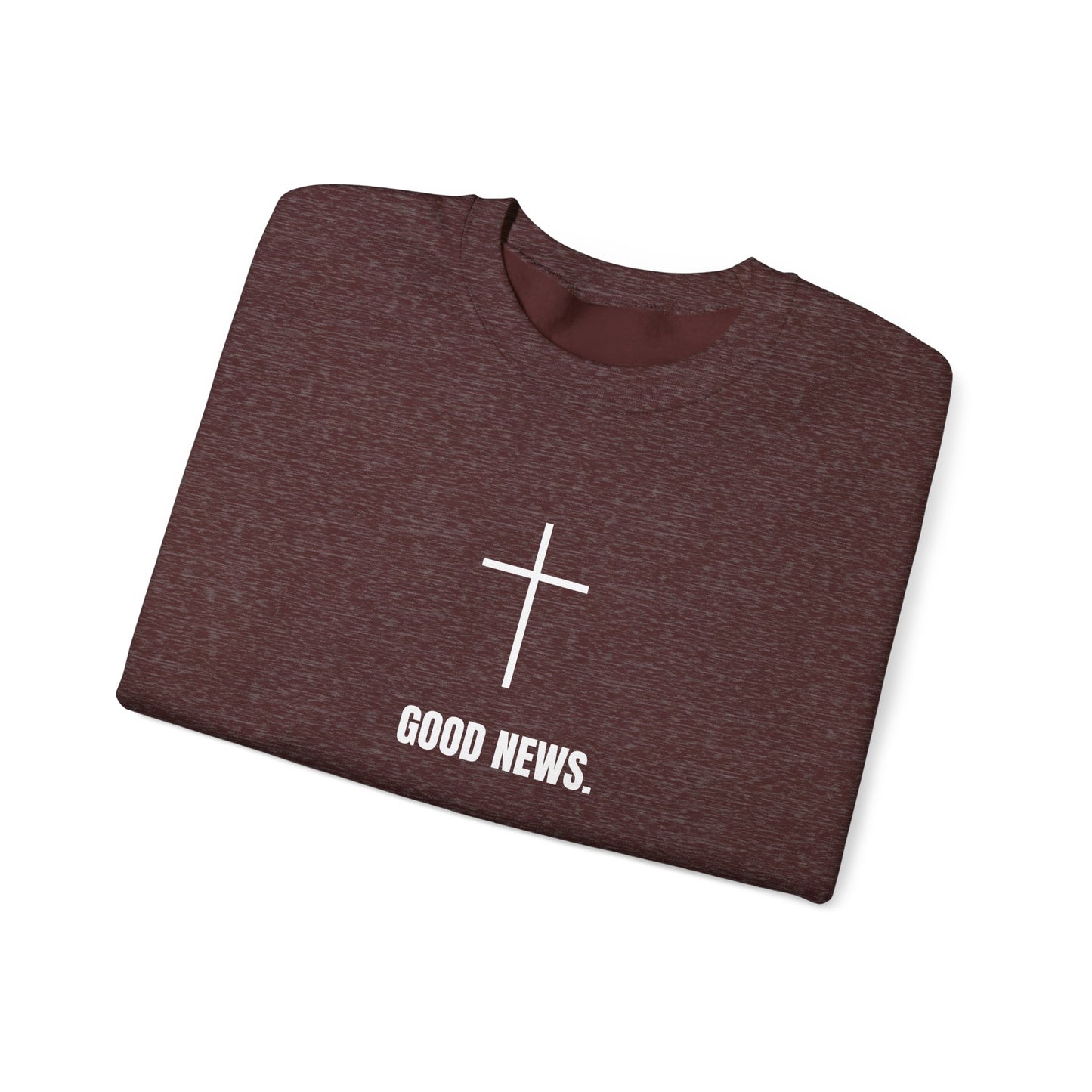 Christian Cross Sweatshirt - "Good News" Unisex Heavy Blend Crewneck