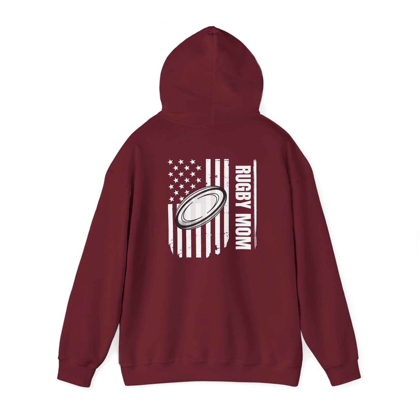 Rugby Mom Hoodie – Unisex Heavy Blend™ Sweatshirt with American Flag Design