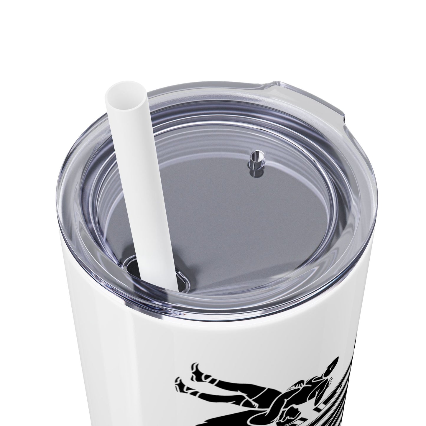 Wrestling Skinny Tumbler with Straw - 20oz Water Bottle for Sports Fans