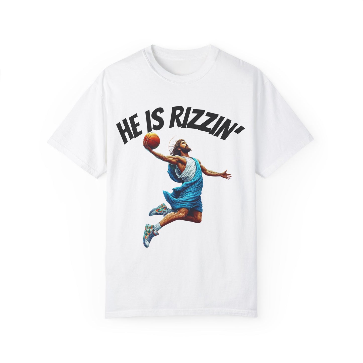 He Is Rizzin' Unisex Garment-Dyed T-Shirt | Trendy Basketball Tee for Sports Lovers