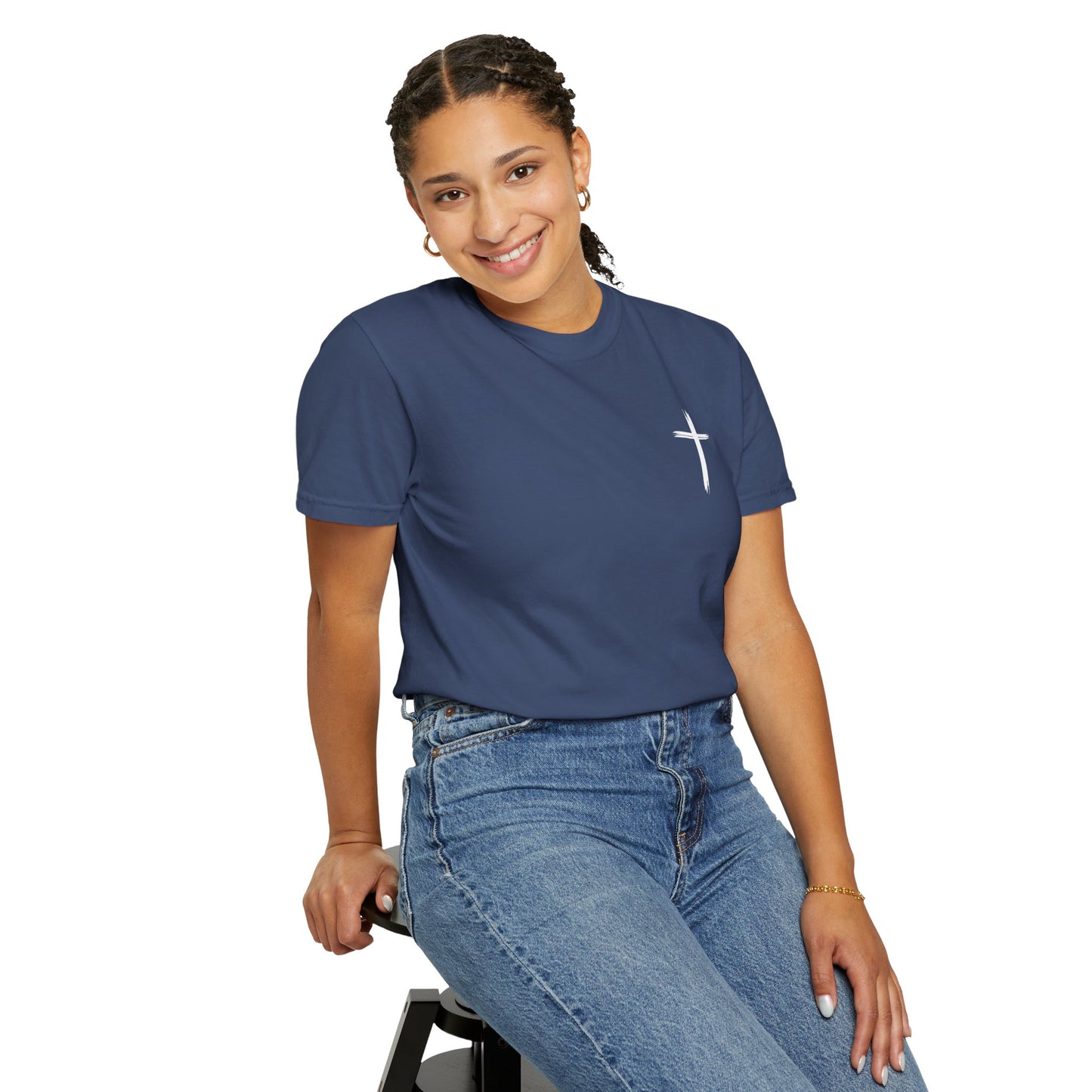Unisex Garment-Dyed T-Shirt with Minimalist Cross Design