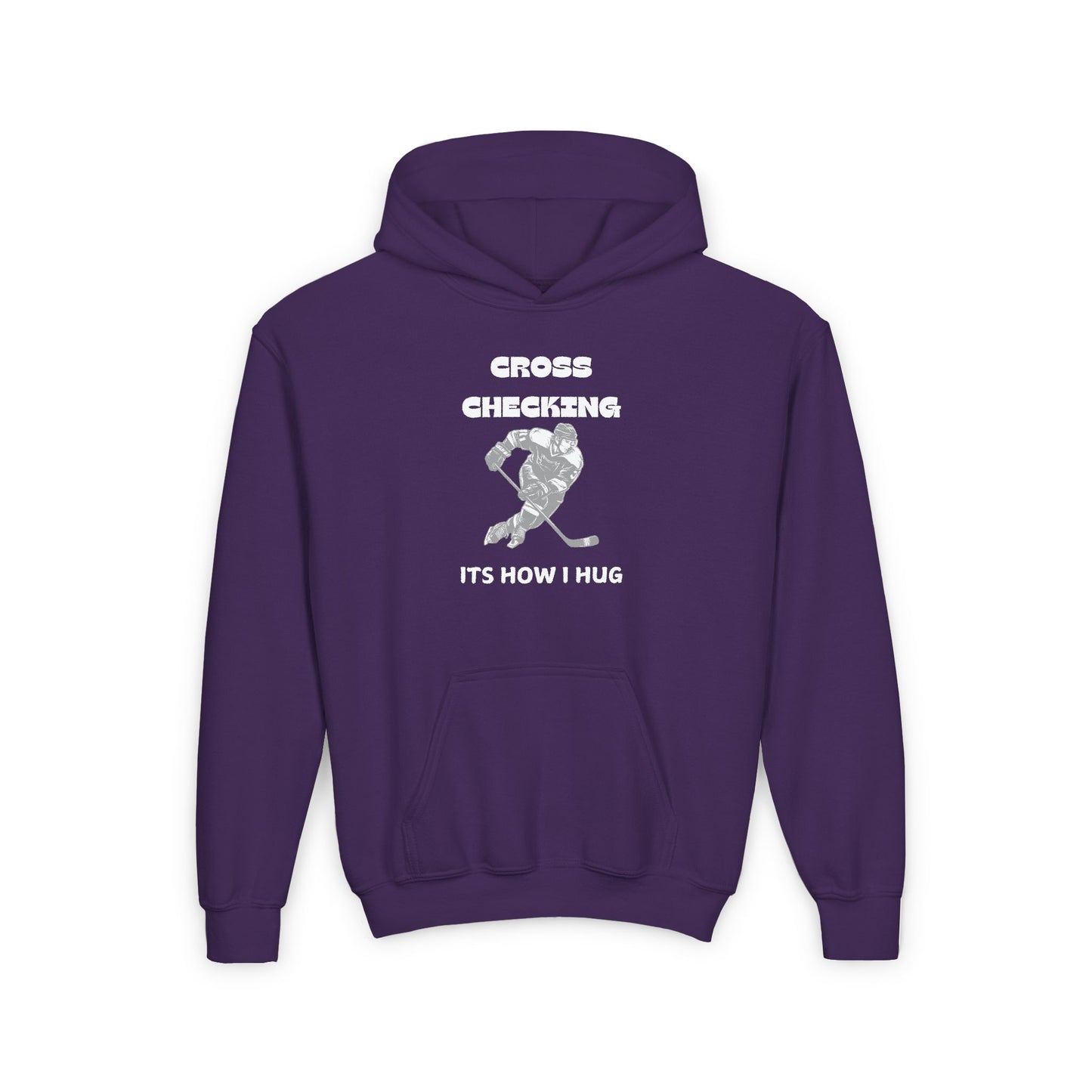 Youth Hockey Hoodie - "Cross Checking, It's How I Hug" - Perfect for Young Athletes