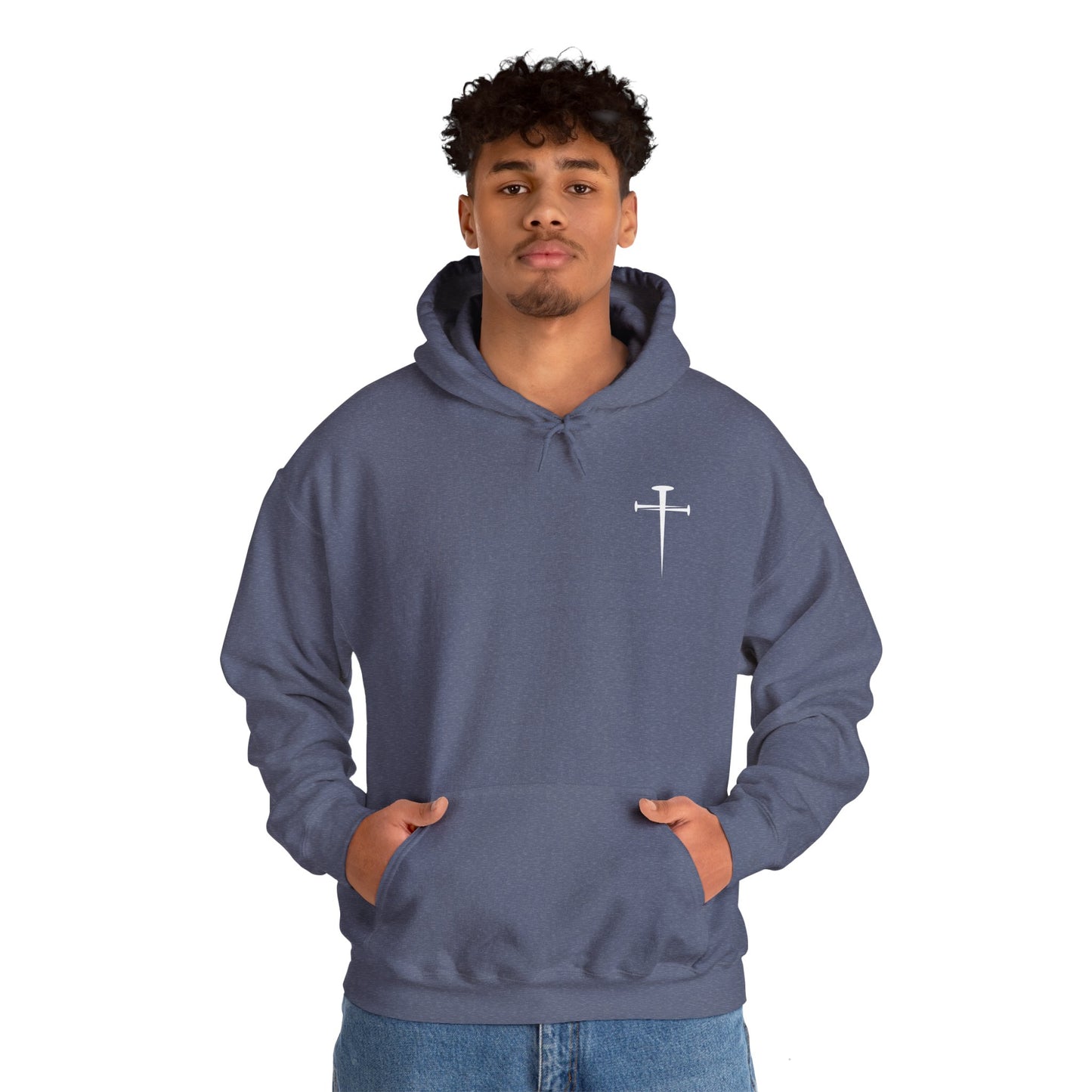 Unisex Heavy Blend™ Hooded Sweatshirt - Minimalist Design with Cross Logo