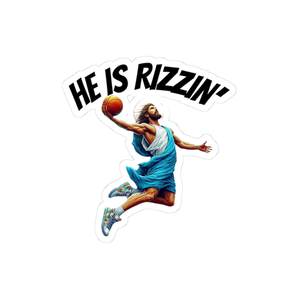 He Is Rizzin' Basketball Kiss-Cut Stickers - Trendy Art for Sports Fans