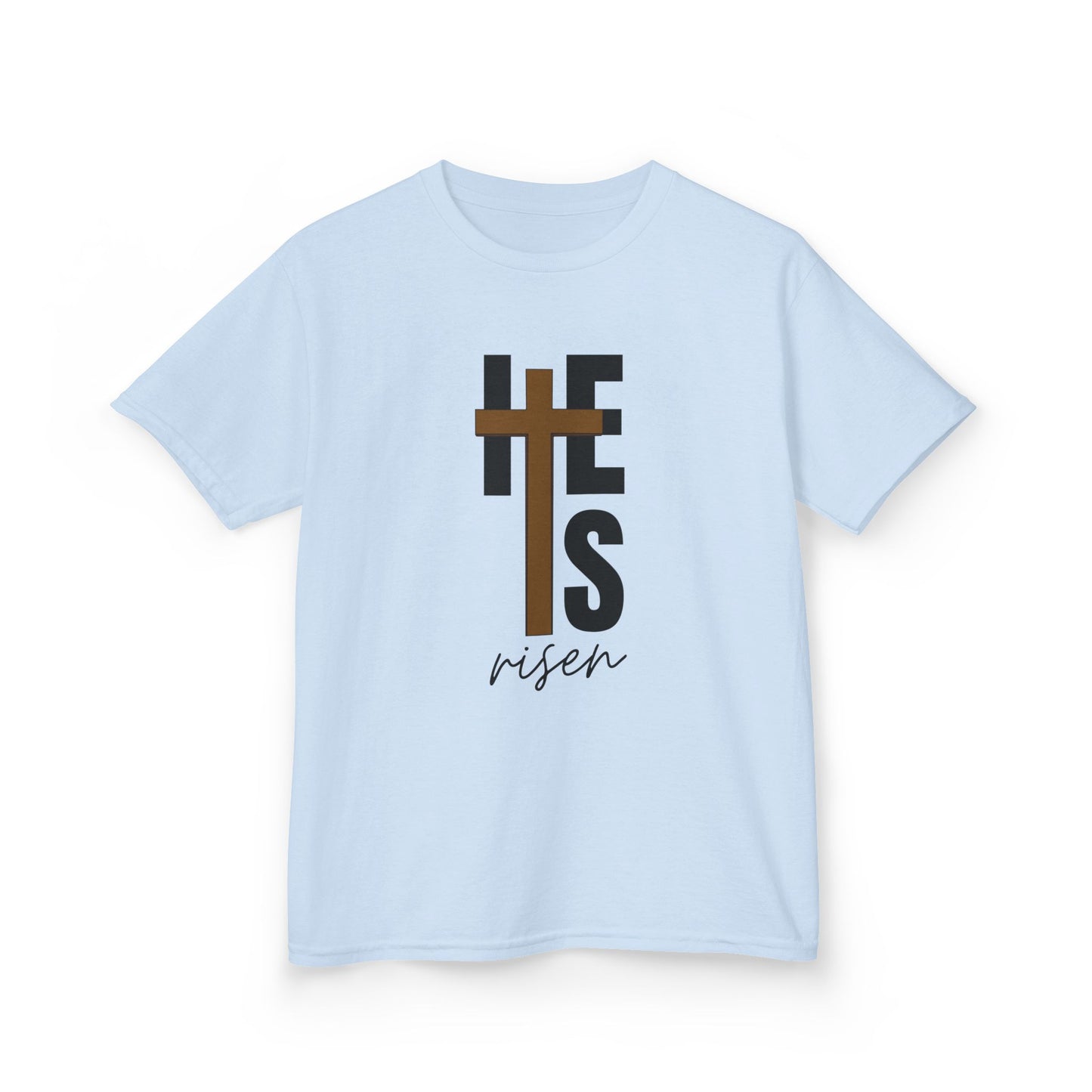 Kids Heavy Cotton™ Tee - "He is Risen" T-shirt for Boys and Girls