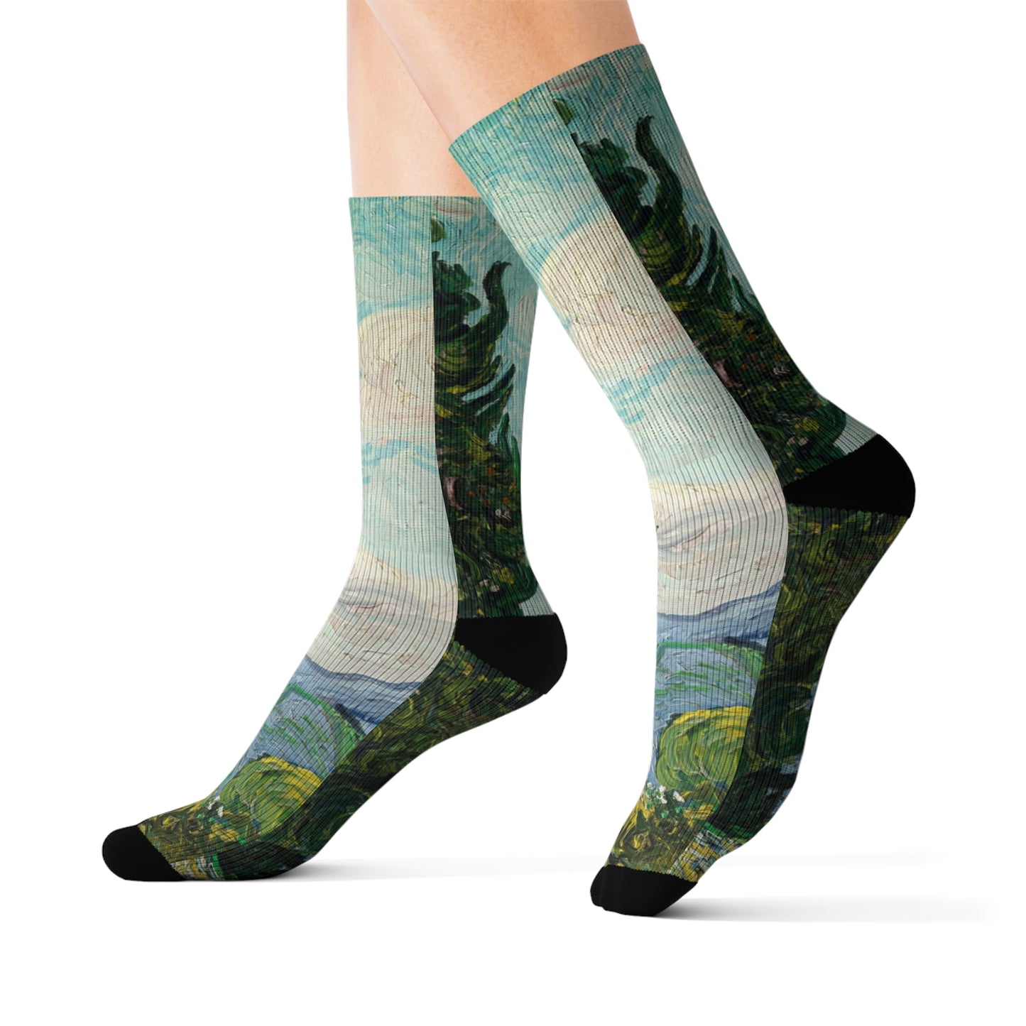 Artistic Sublimation Socks - Van Gogh Inspired Design for Creative Souls