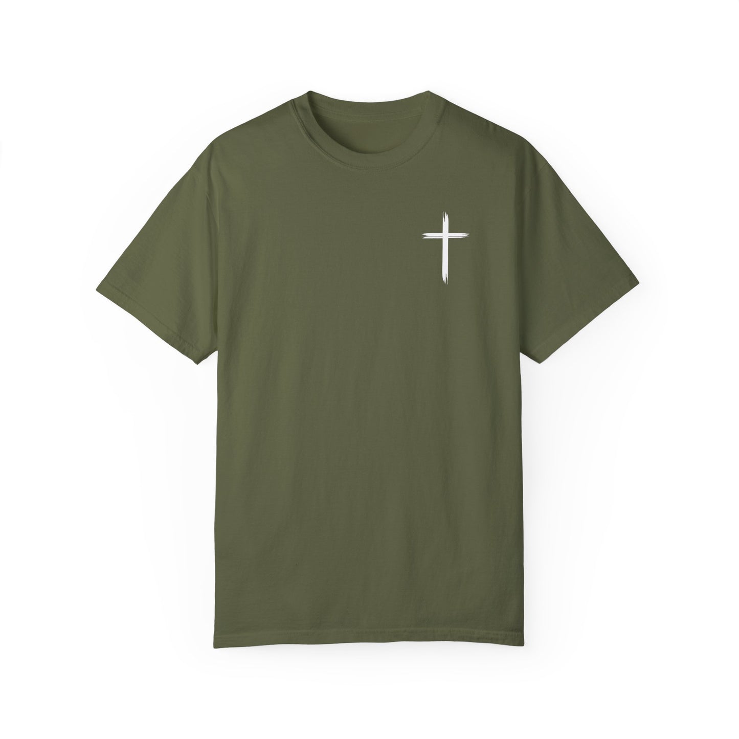 Unisex Garment-Dyed T-Shirt with Minimalist Cross Design