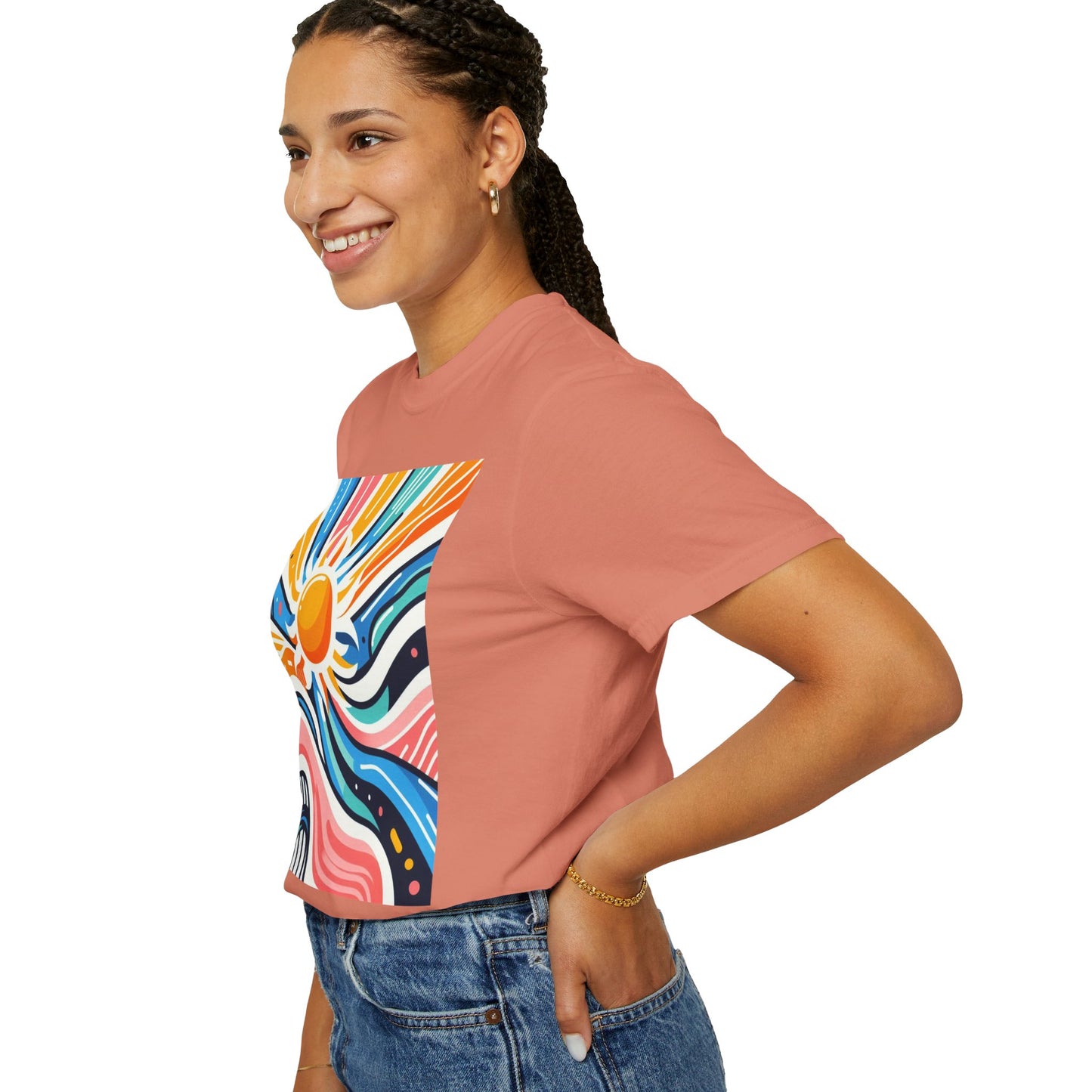 Sunrise Vibes Unisex Garment-Dyed T-Shirt - Colorful Abstract Design