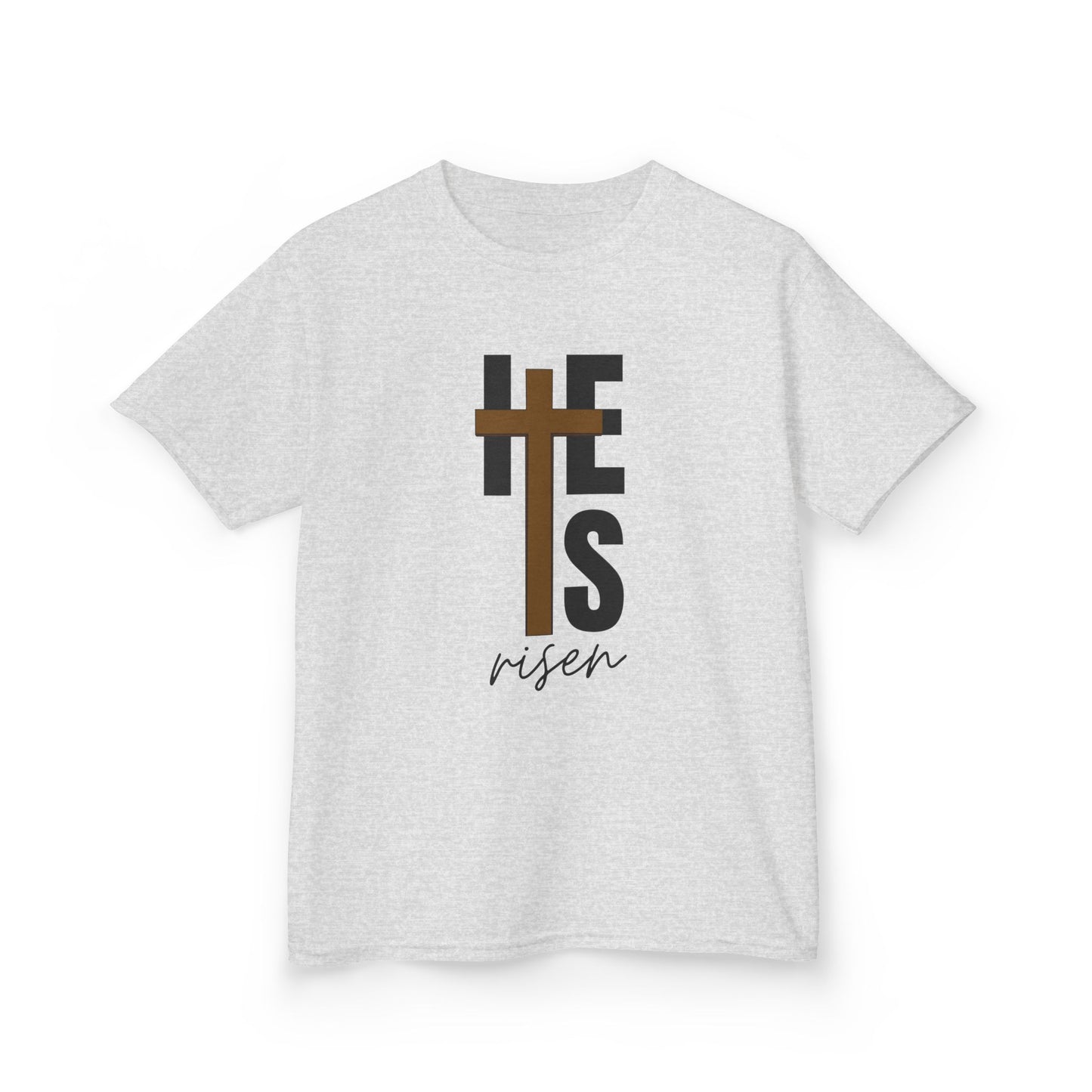 Kids Heavy Cotton™ Tee - "He is Risen" T-shirt for Boys and Girls