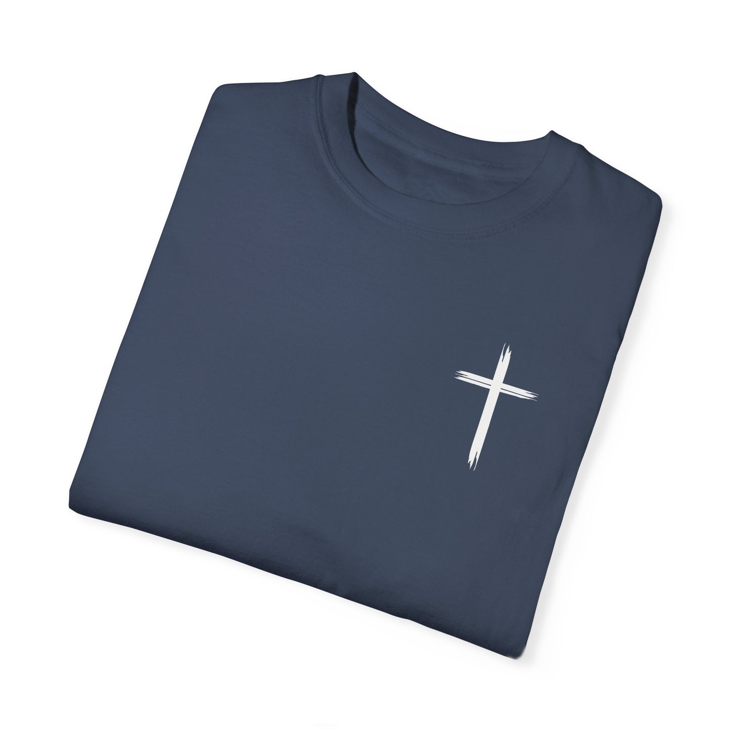 Unisex Garment-Dyed T-Shirt with Minimalist Cross Design