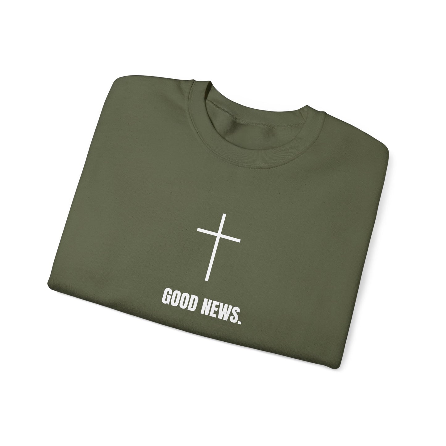 Christian Cross Sweatshirt - "Good News" Unisex Heavy Blend Crewneck