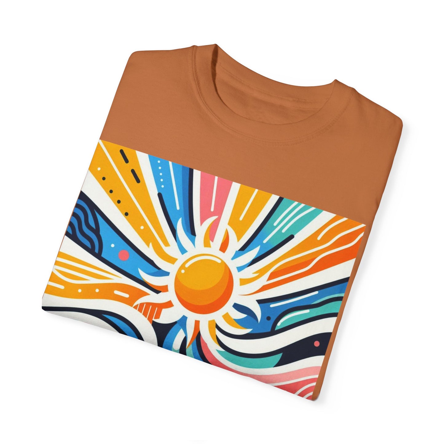 Sunrise Vibes Unisex Garment-Dyed T-Shirt - Colorful Abstract Design