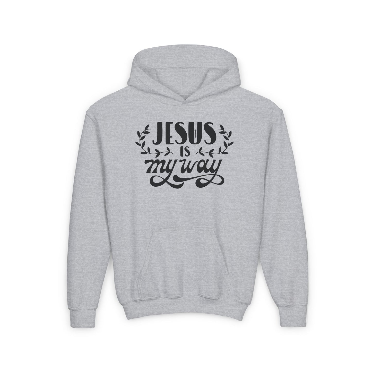 Youth Hooded Sweatshirt - 'Jesus Is My Way' Inspirational Design
