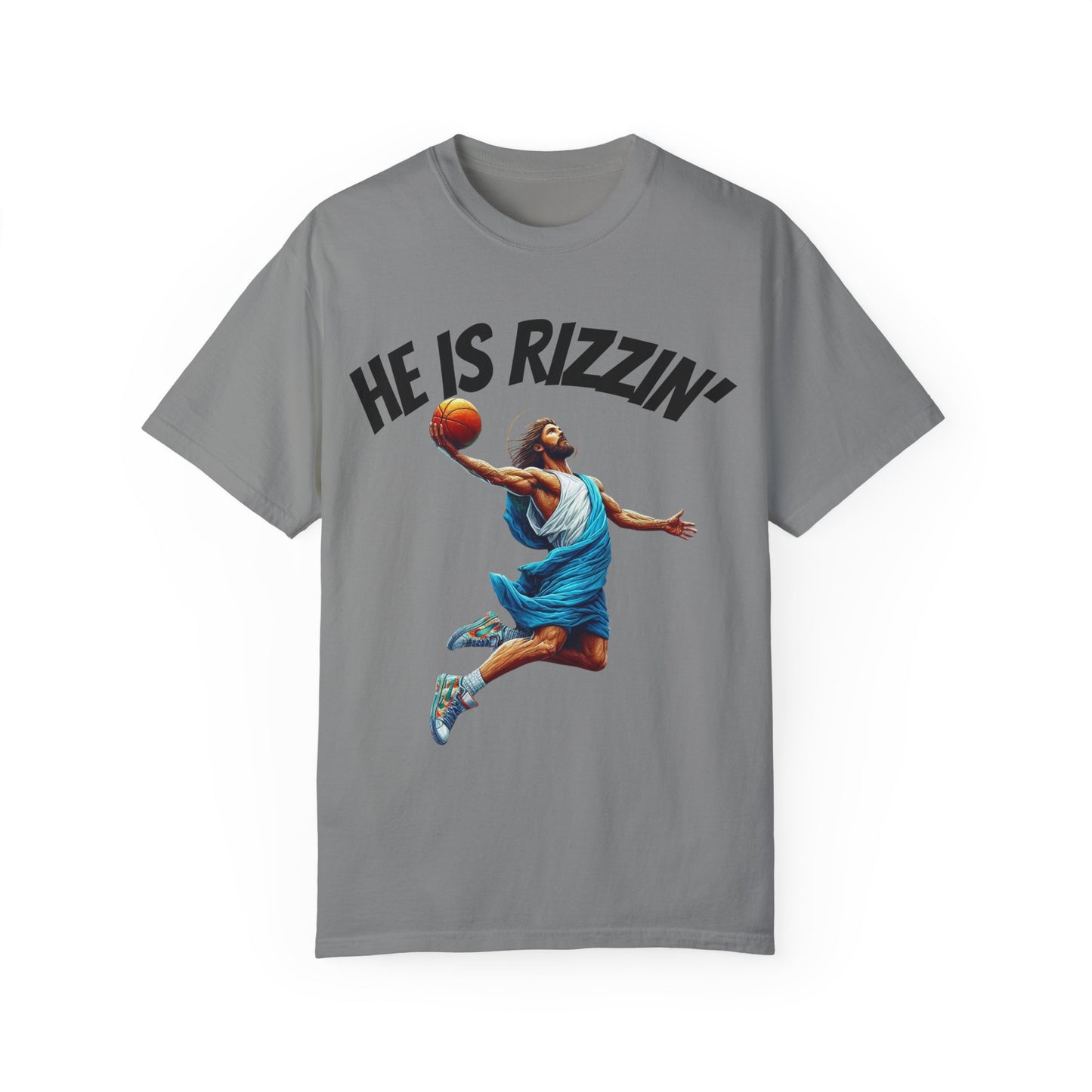 He Is Rizzin' Unisex Garment-Dyed T-Shirt | Trendy Basketball Tee for Sports Lovers