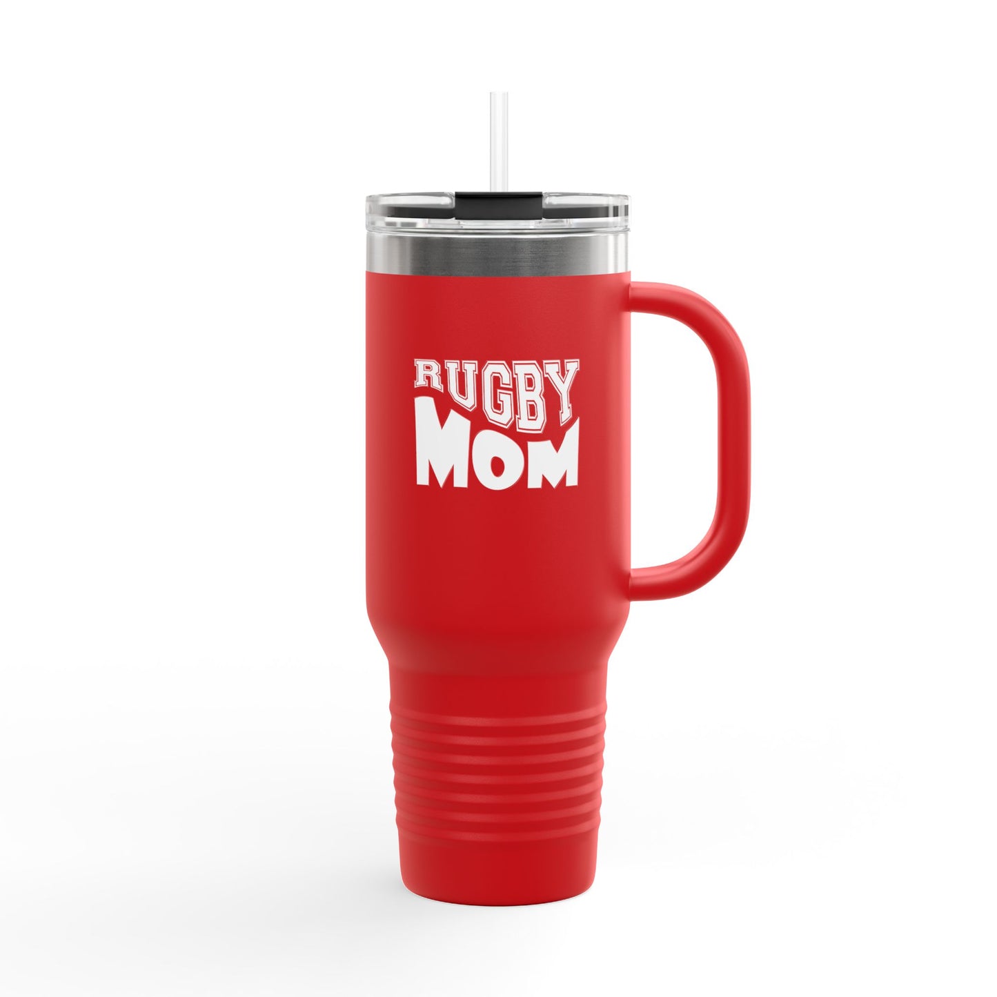 Rugby Mom Insulated Travel Mug - 40oz Black Tumbler for Sports Enthusiasts