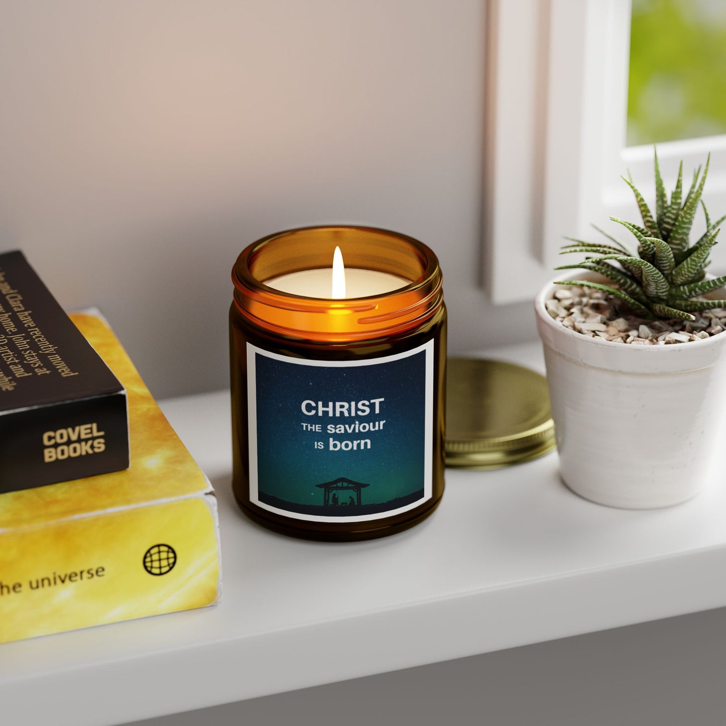 Coconut Apricot Scented Candle for Christmas - "Christ the Saviour is Born" - 4oz & 9oz