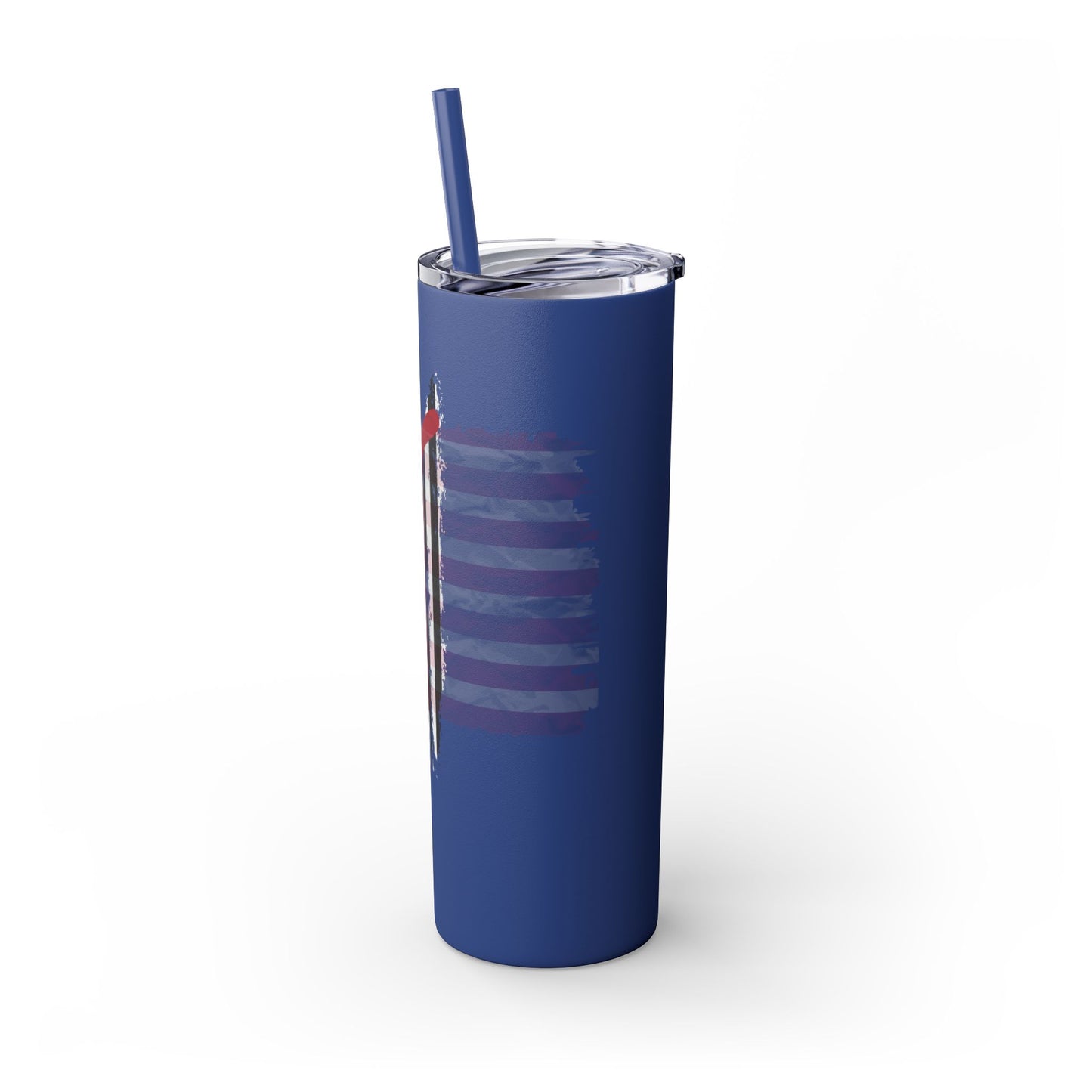 Patriotic Hockey Skinny Tumbler with Straw | 20oz Travel Mug for Independence Day