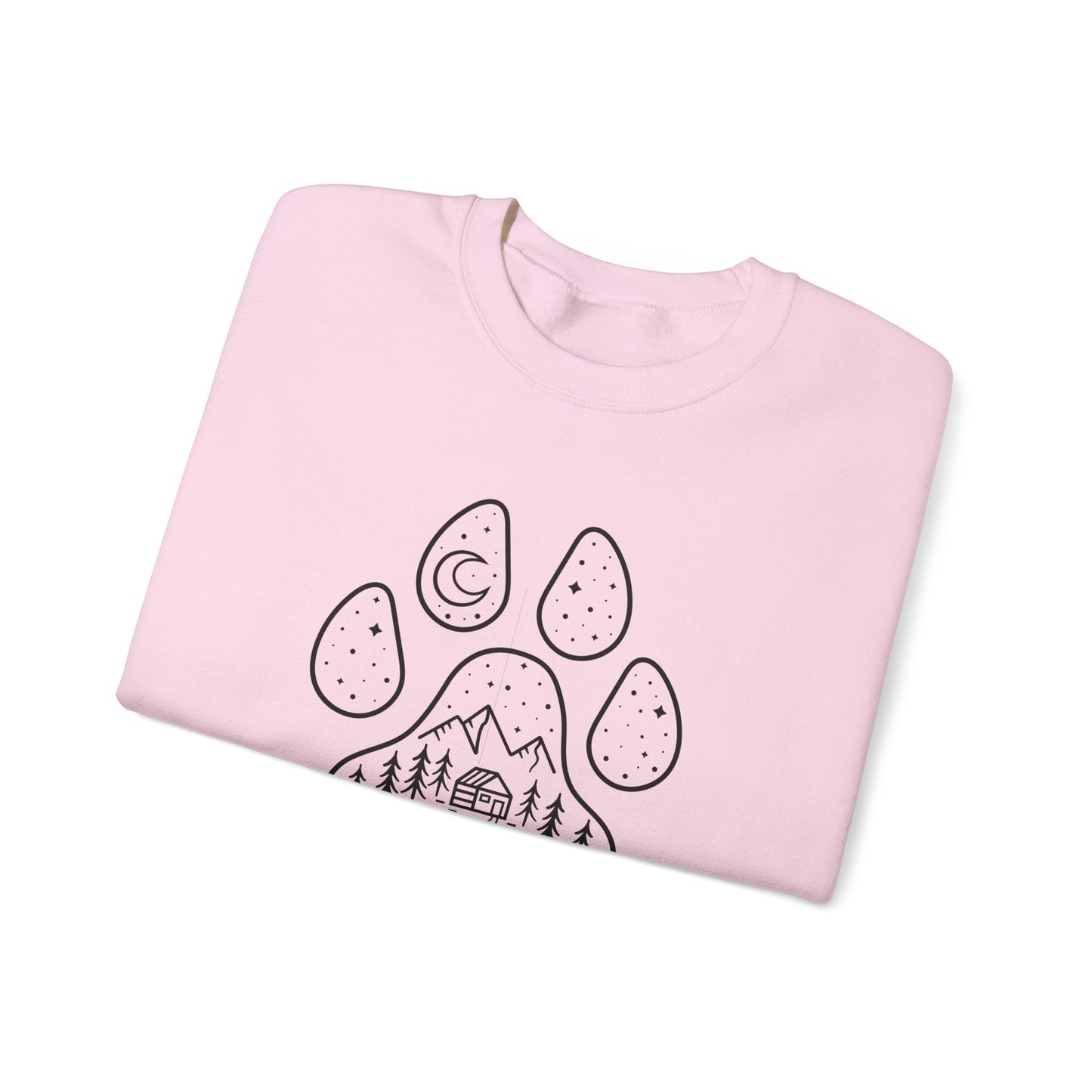 Adventure Awaits Unisex Crewneck Sweatshirt - Nature & Paw Print Design