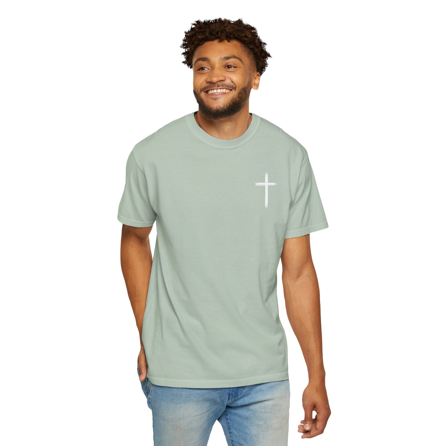 Unisex Garment-Dyed T-Shirt with Minimalist Cross Design