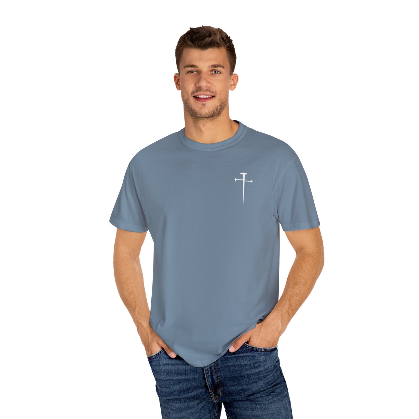 Minimalist Unisex Garment-Dyed T-Shirt with Cross Design