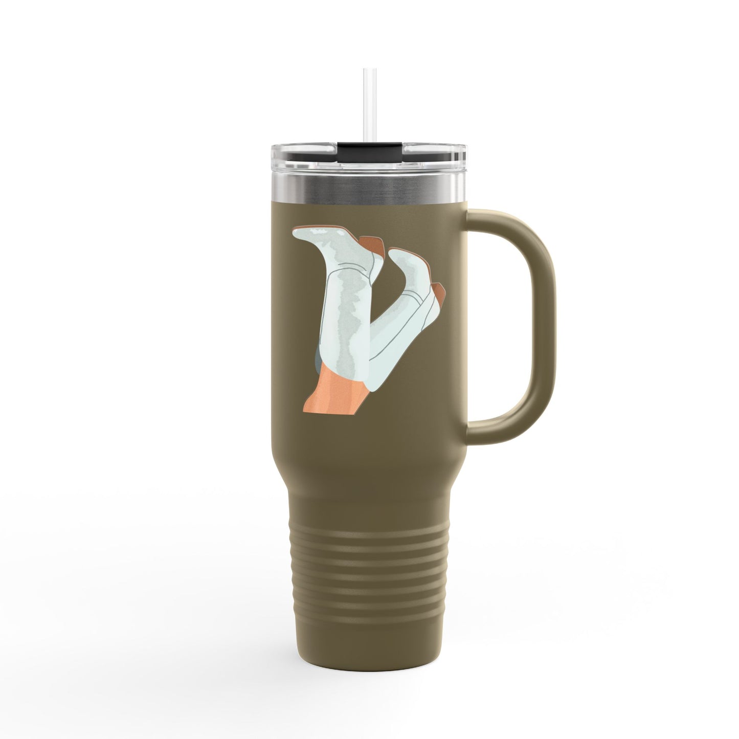 Chic Cowgirl Boots Insulated Travel Mug - 40oz with Fun Leg Graphic