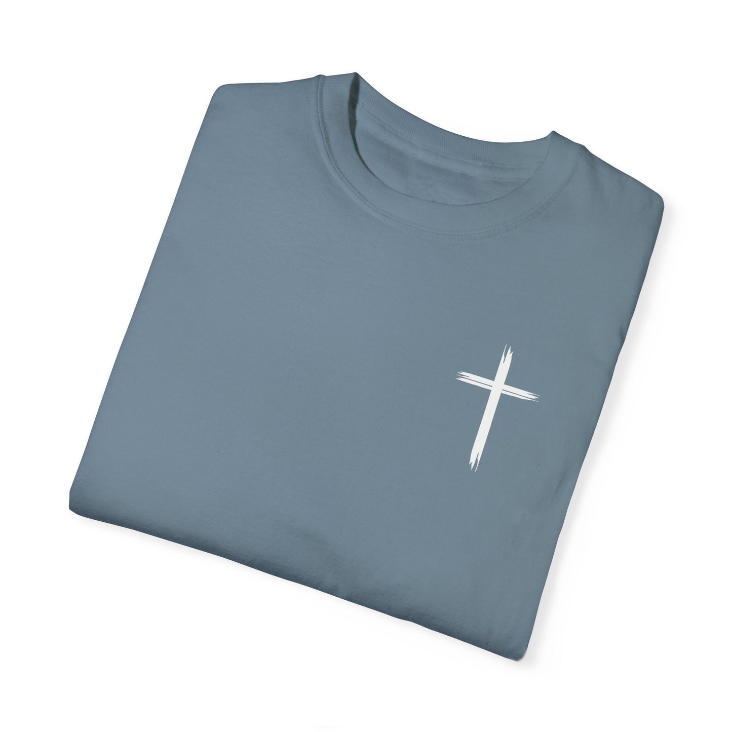 Unisex Garment-Dyed T-Shirt with Minimalist Cross Design