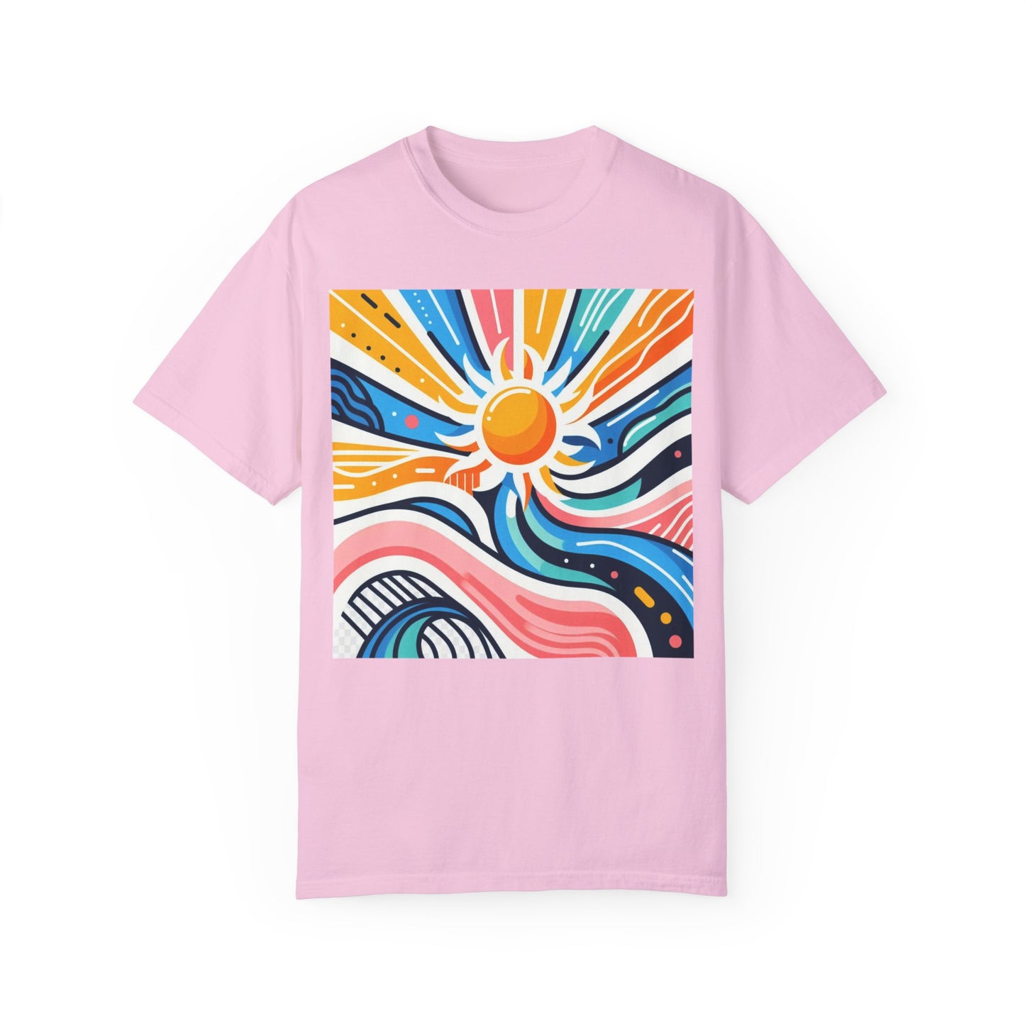 Sunrise Vibes Unisex Garment-Dyed T-Shirt - Colorful Abstract Design