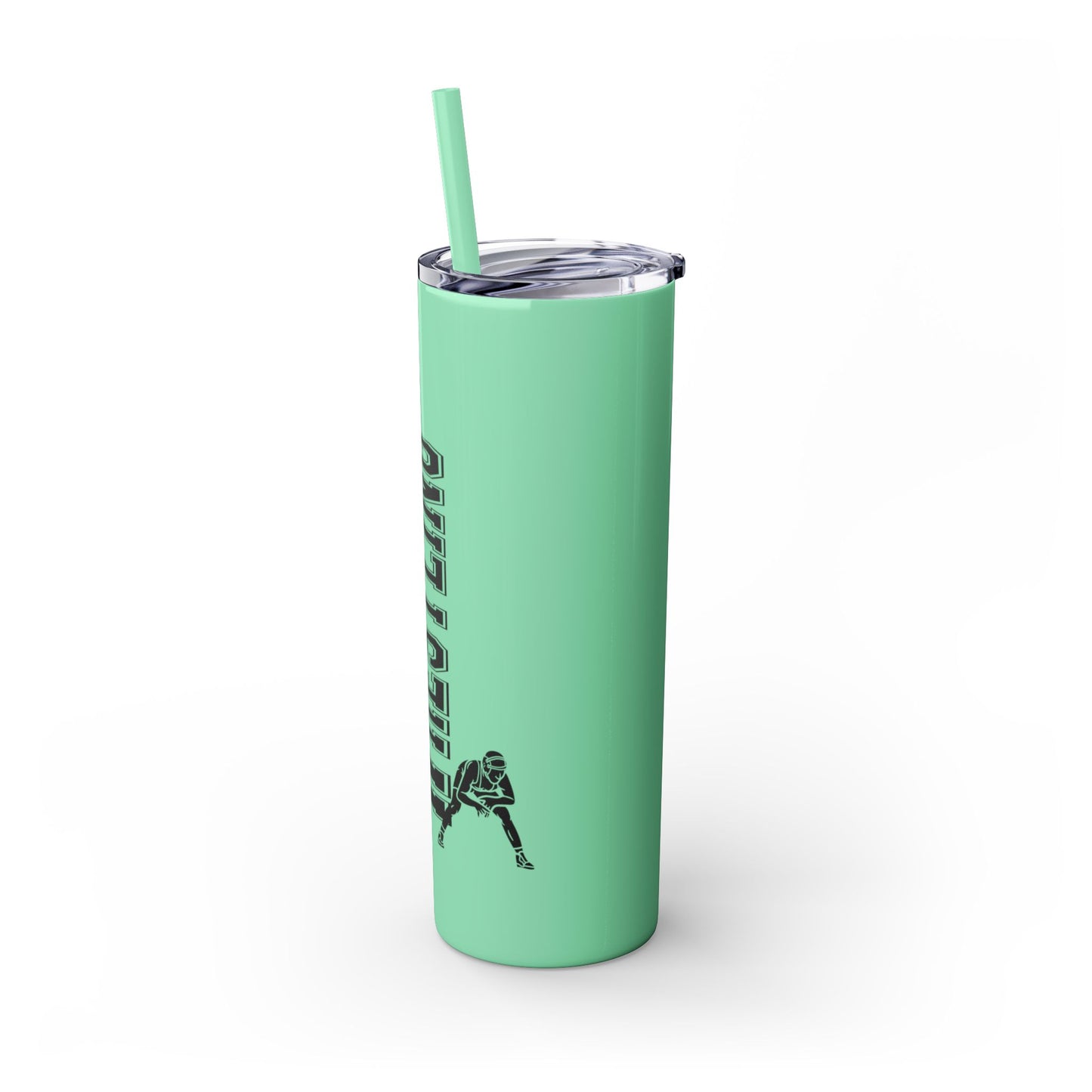 Wrestling Skinny Tumbler with Straw - 20oz Water Bottle for Sports Fans