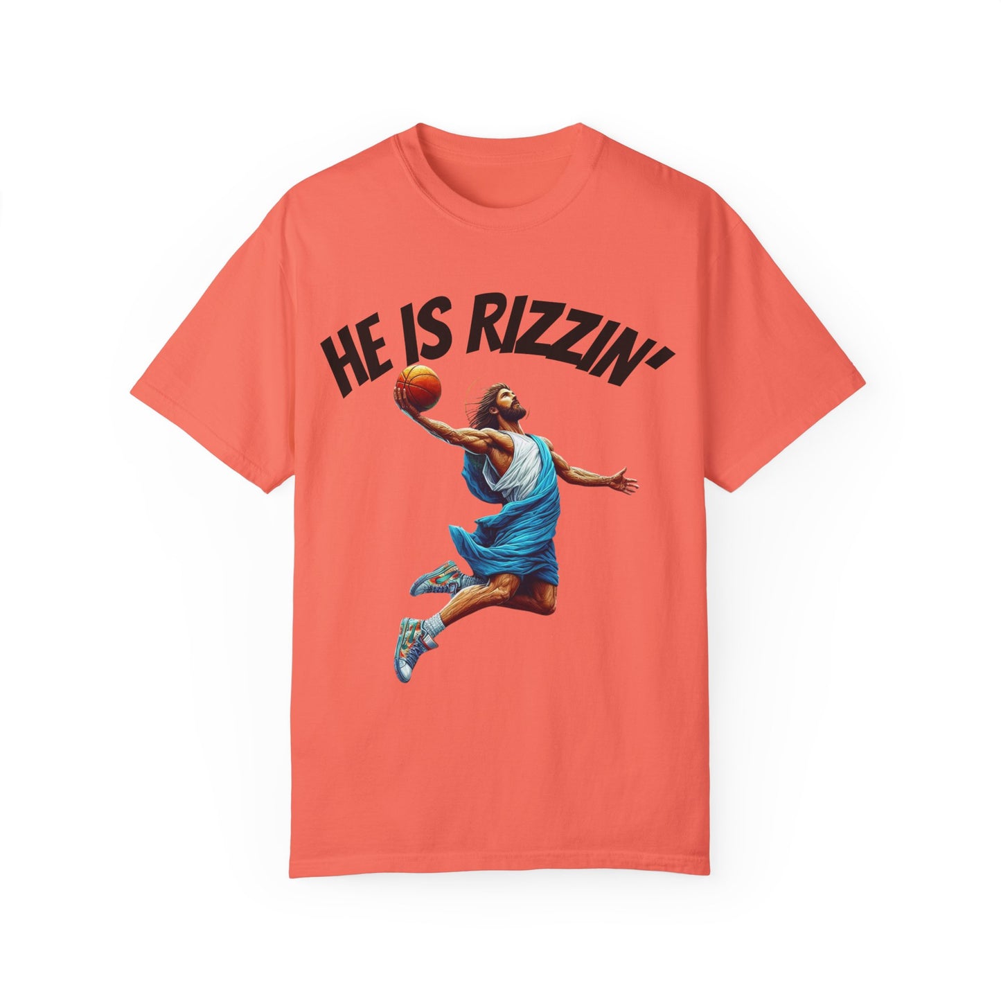 He Is Rizzin' Unisex Garment-Dyed T-Shirt | Trendy Basketball Tee for Sports Lovers
