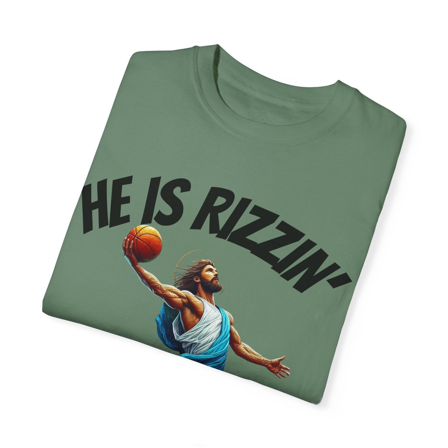 He Is Rizzin' Unisex Garment-Dyed T-Shirt | Trendy Basketball Tee for Sports Lovers