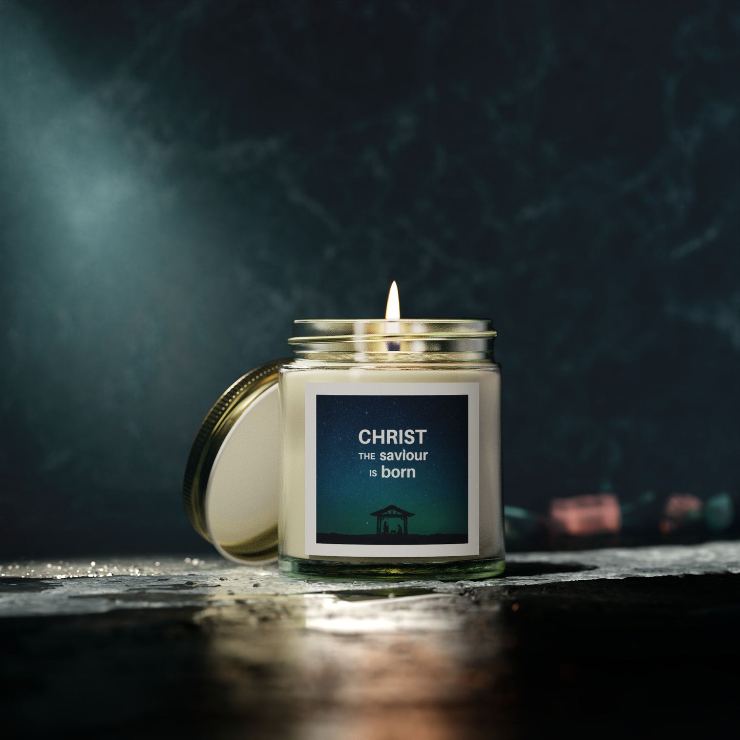 Coconut Apricot Scented Candle for Christmas - "Christ the Saviour is Born" - 4oz & 9oz