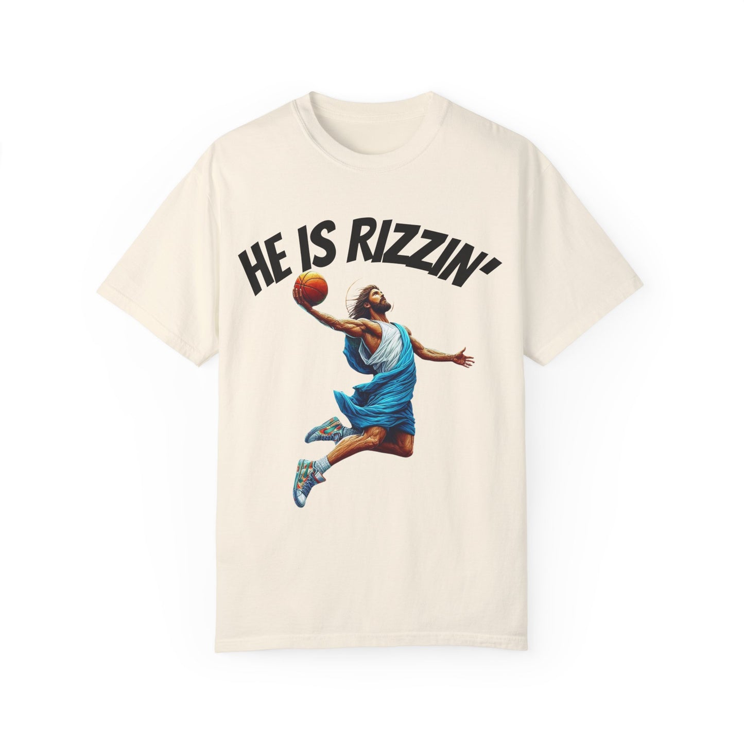 He Is Rizzin' Unisex Garment-Dyed T-Shirt | Trendy Basketball Tee for Sports Lovers