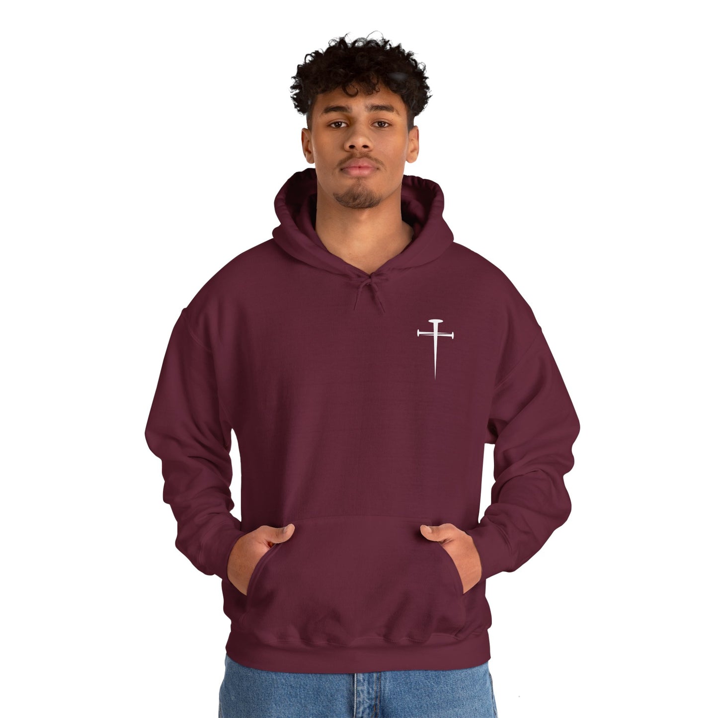 Unisex Heavy Blend™ Hooded Sweatshirt - Minimalist Design with Cross Logo