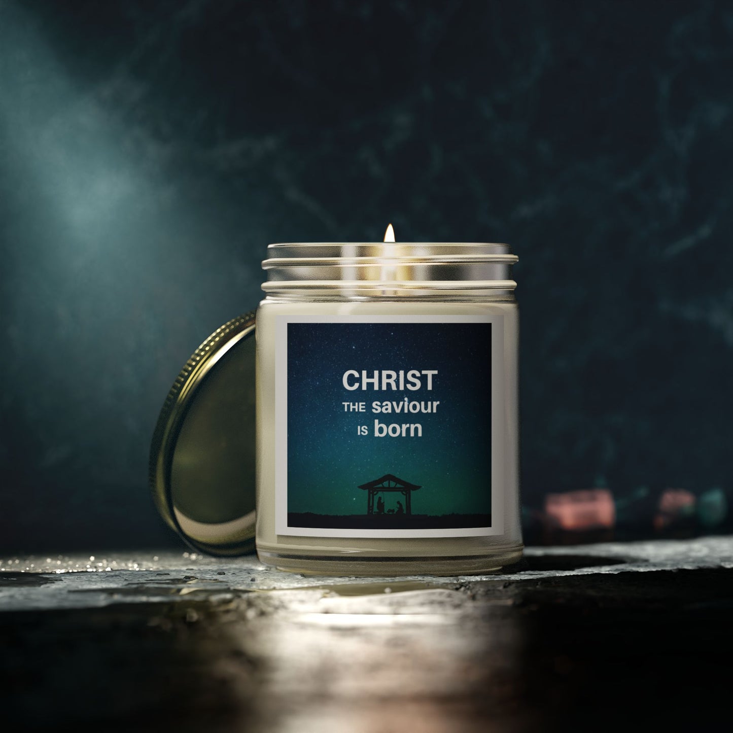 Coconut Apricot Scented Candle for Christmas - "Christ the Saviour is Born" - 4oz & 9oz