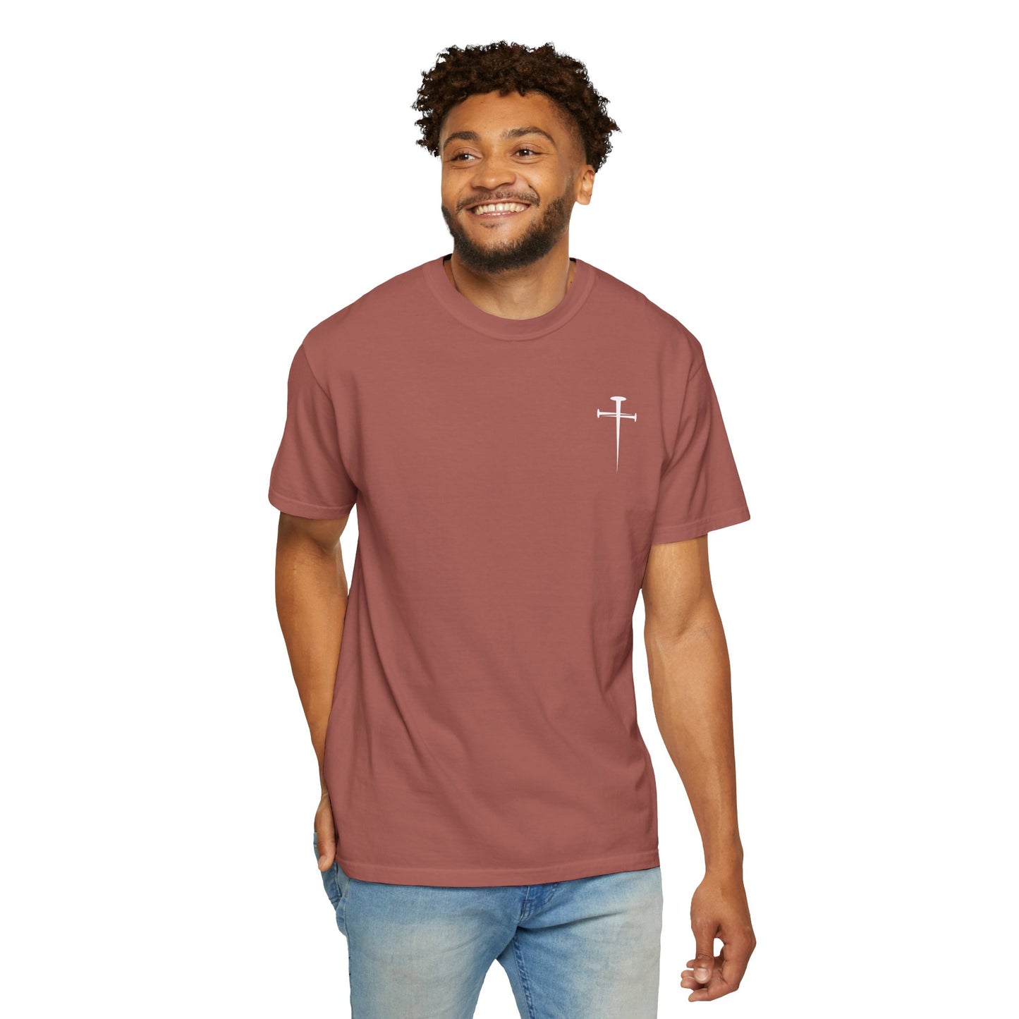 Minimalist Unisex Garment-Dyed T-Shirt with Cross Design