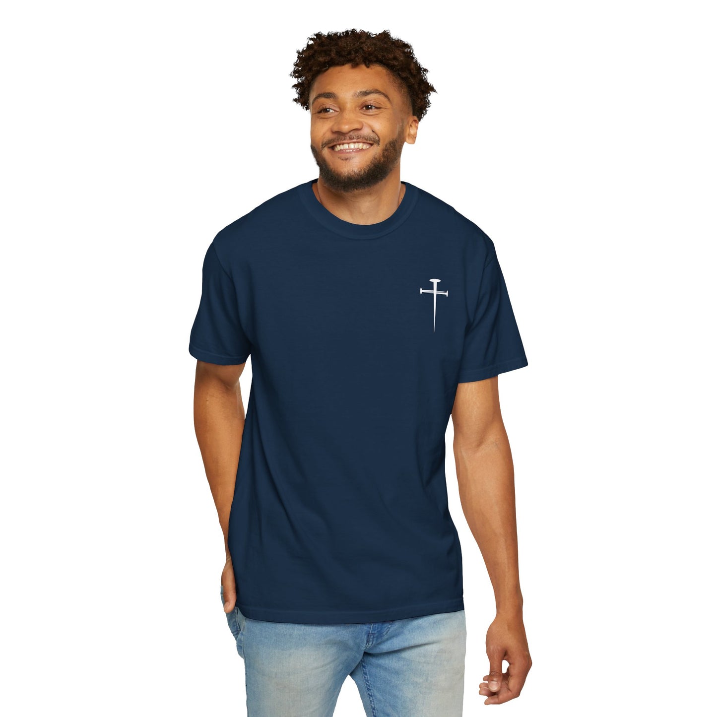 Minimalist Unisex Garment-Dyed T-Shirt with Cross Design
