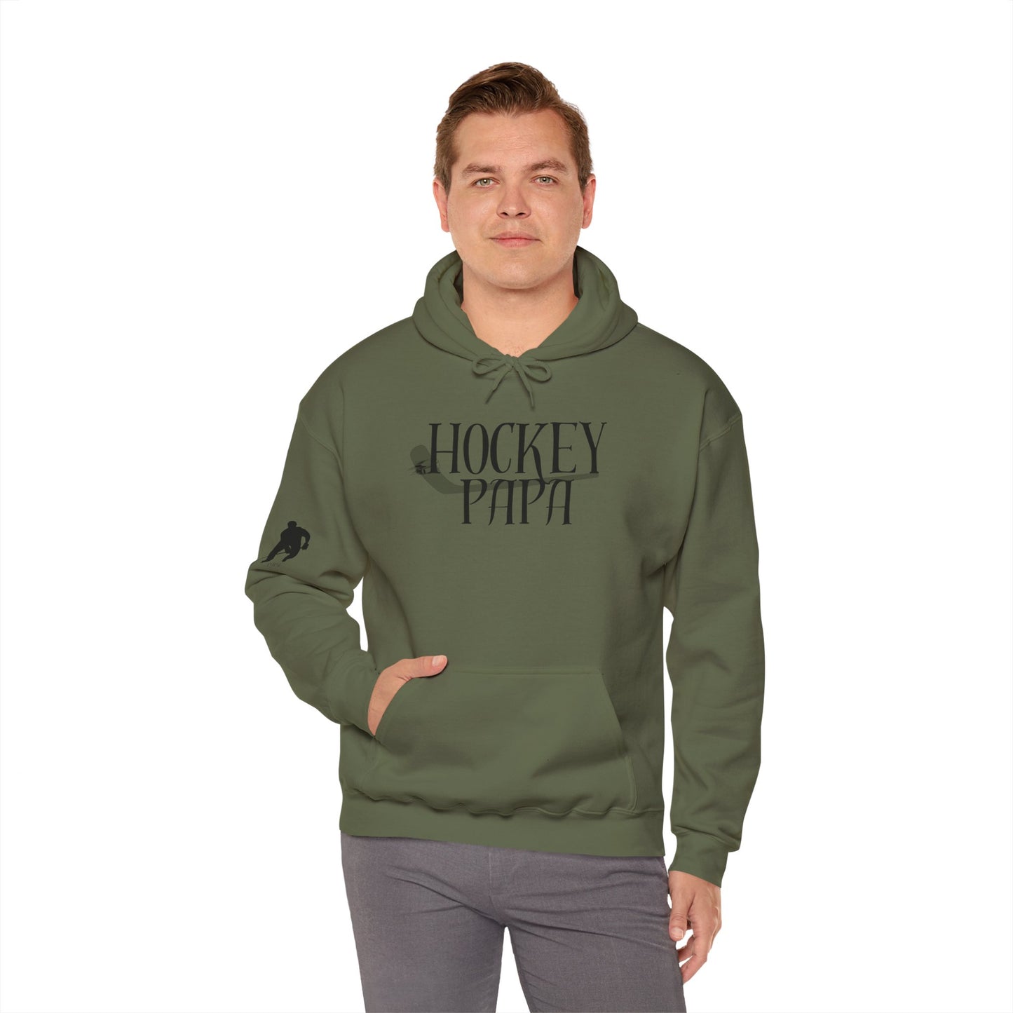 * Custom * Hockey Papa Hooded Sweatshirt - Unisex Heavy Blend