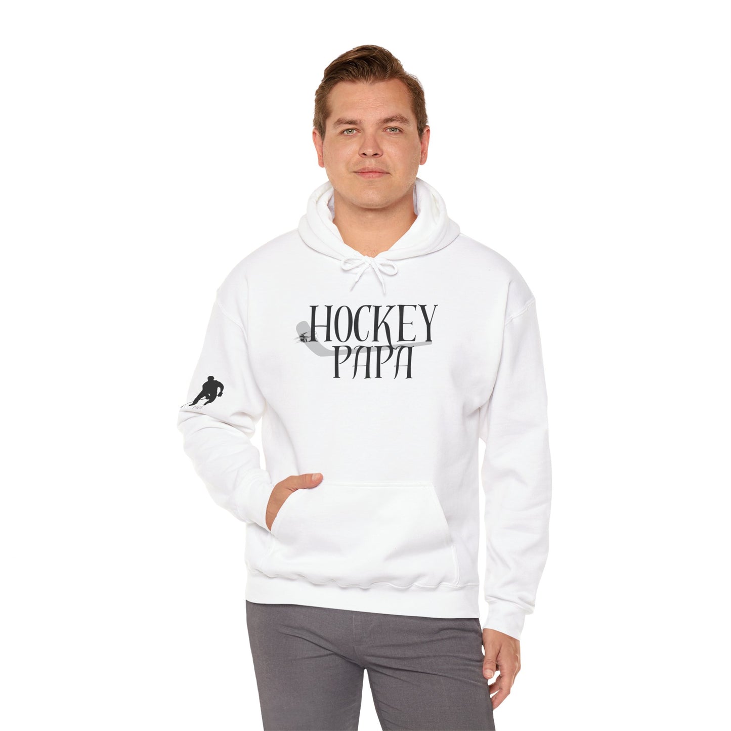 * Custom * Hockey Papa Hooded Sweatshirt - Unisex Heavy Blend