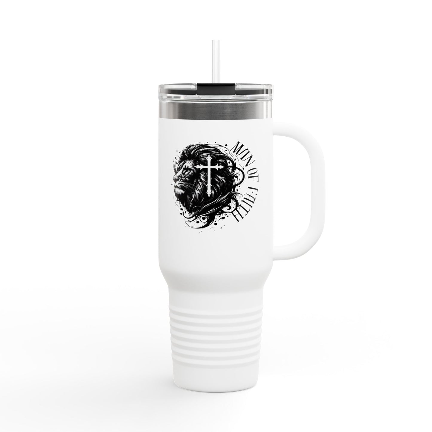 40oz Insulated Travel Mug - 'Man of Faith' Design for Adventurous Souls