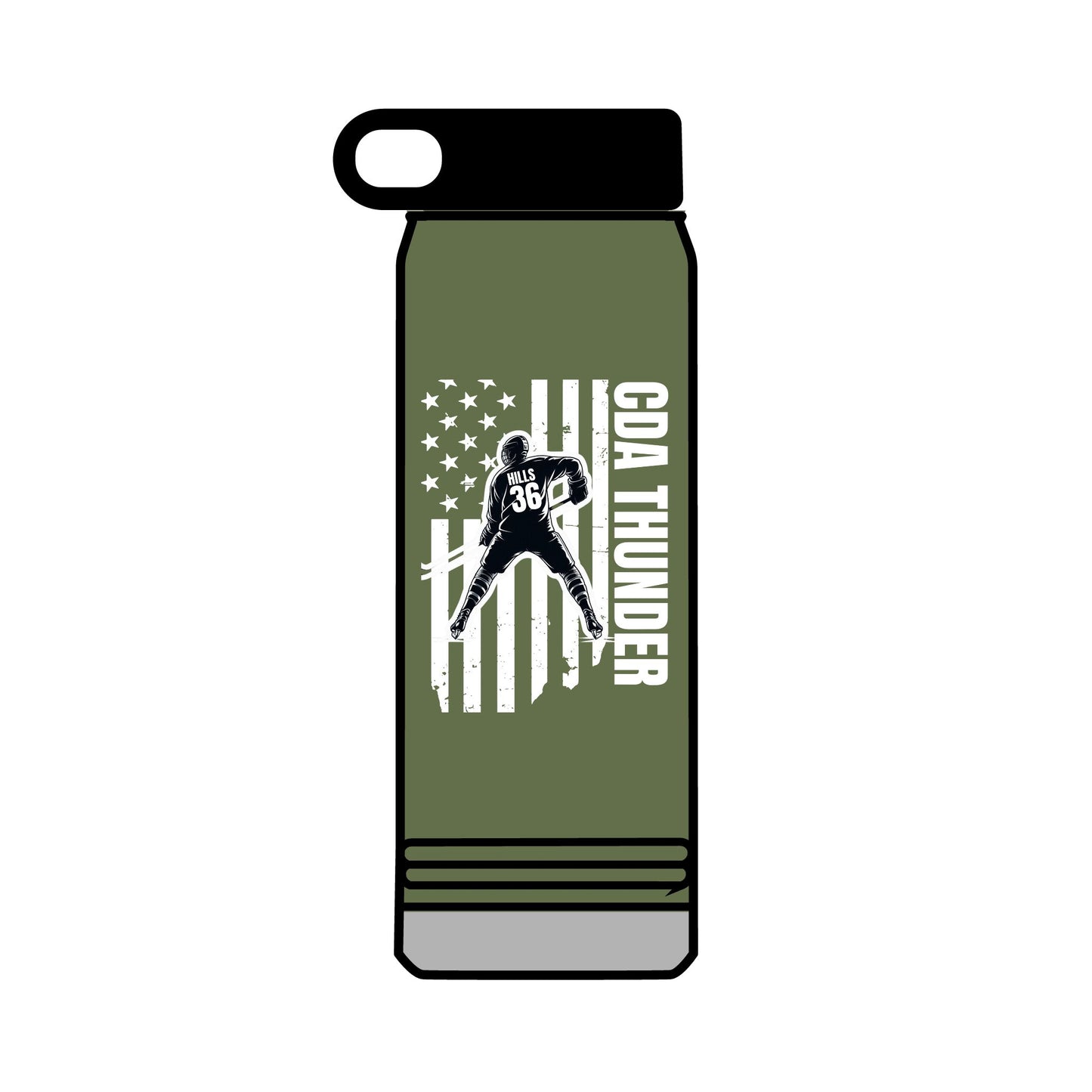 ***CUSTOM TEAM** Hockey Patriotic 32oz Water Bottle - Red, USA Design for Active Lifestyles