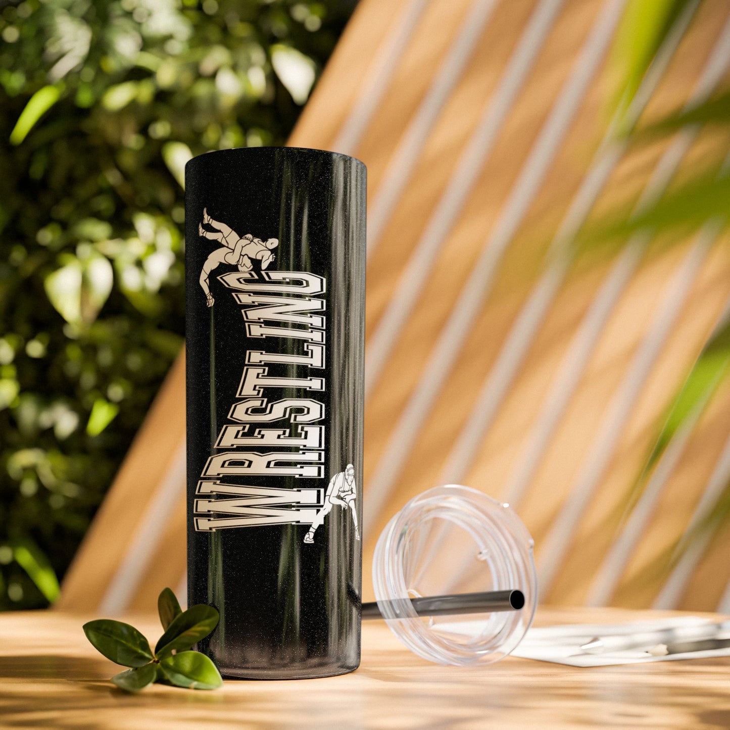 Wrestling-Themed 20oz Skinny Tumbler with Straw - Perfect for Sports Lovers