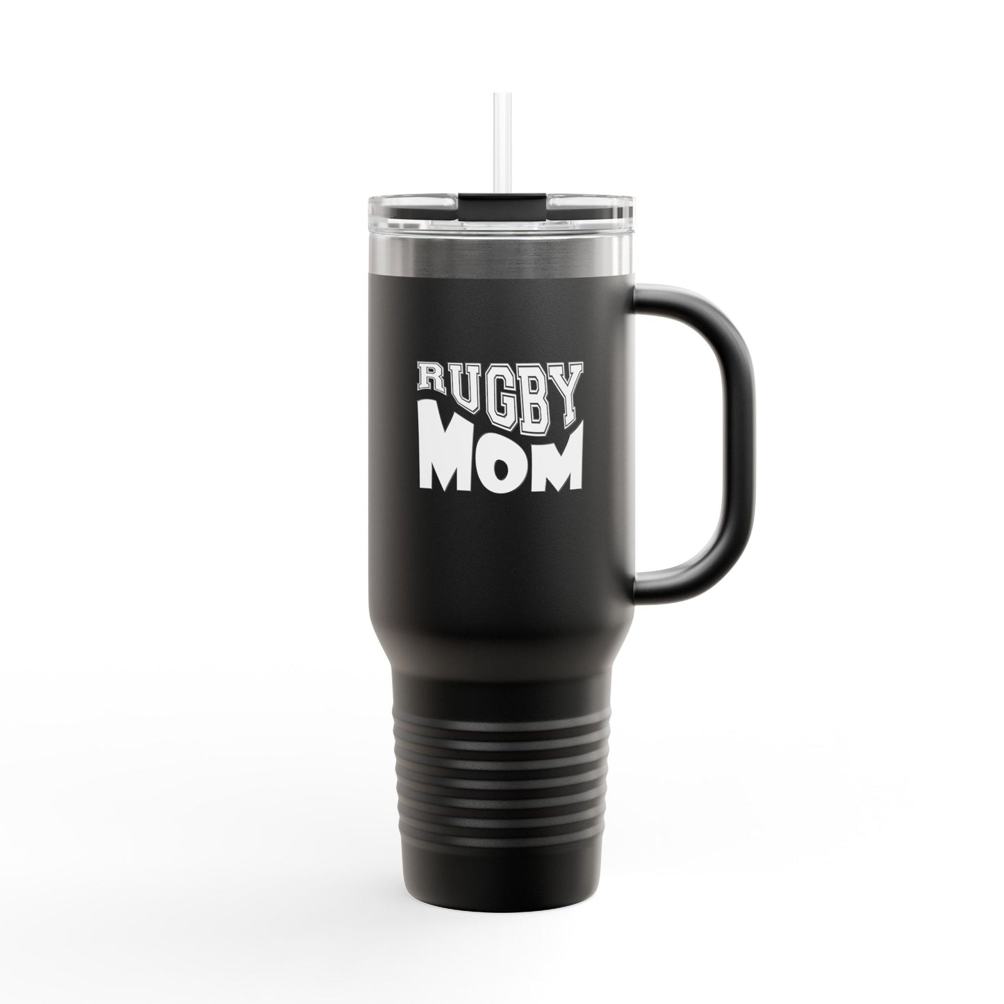 Rugby Mom Insulated Travel Mug - 40oz Black Tumbler for Sports Enthusiasts