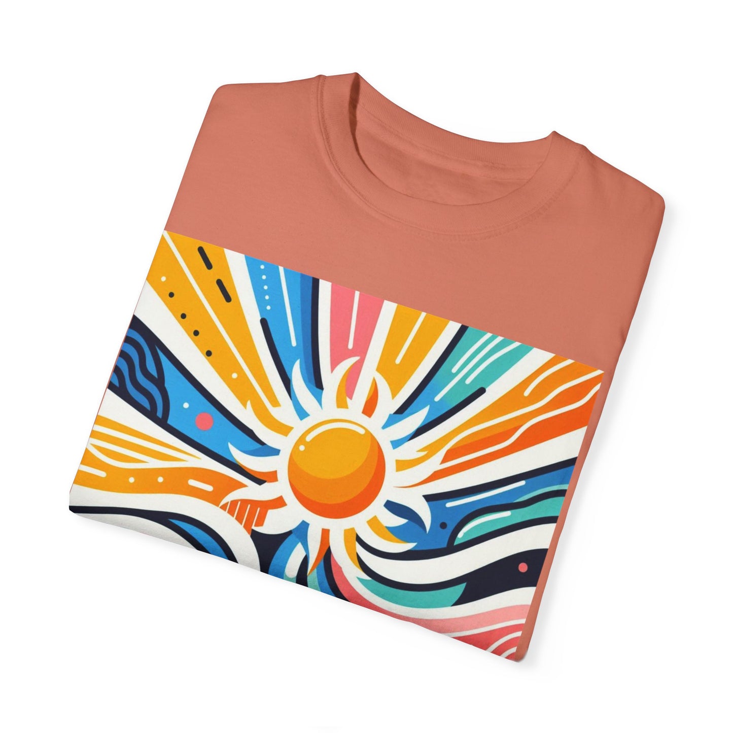 Sunrise Vibes Unisex Garment-Dyed T-Shirt - Colorful Abstract Design