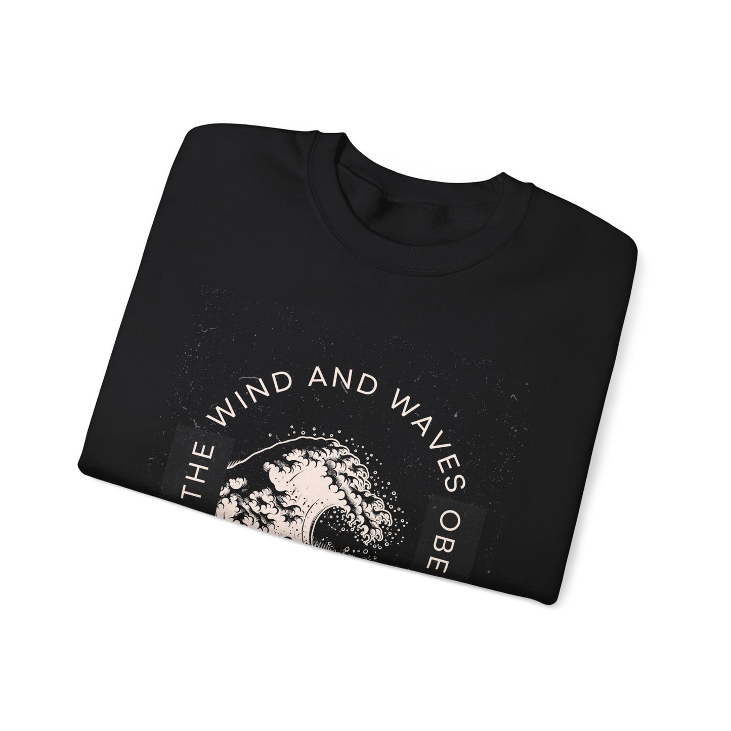 'Even the Wind and Waves Obey Him' Inspirational Design - Unisex Heavy Blend™ Crewneck Sweatshirt