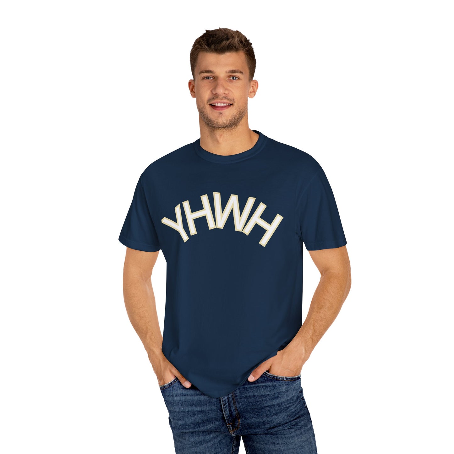 Unisex Garment-Dyed T-Shirt with YHWH Design - Casual Spiritual Fashion