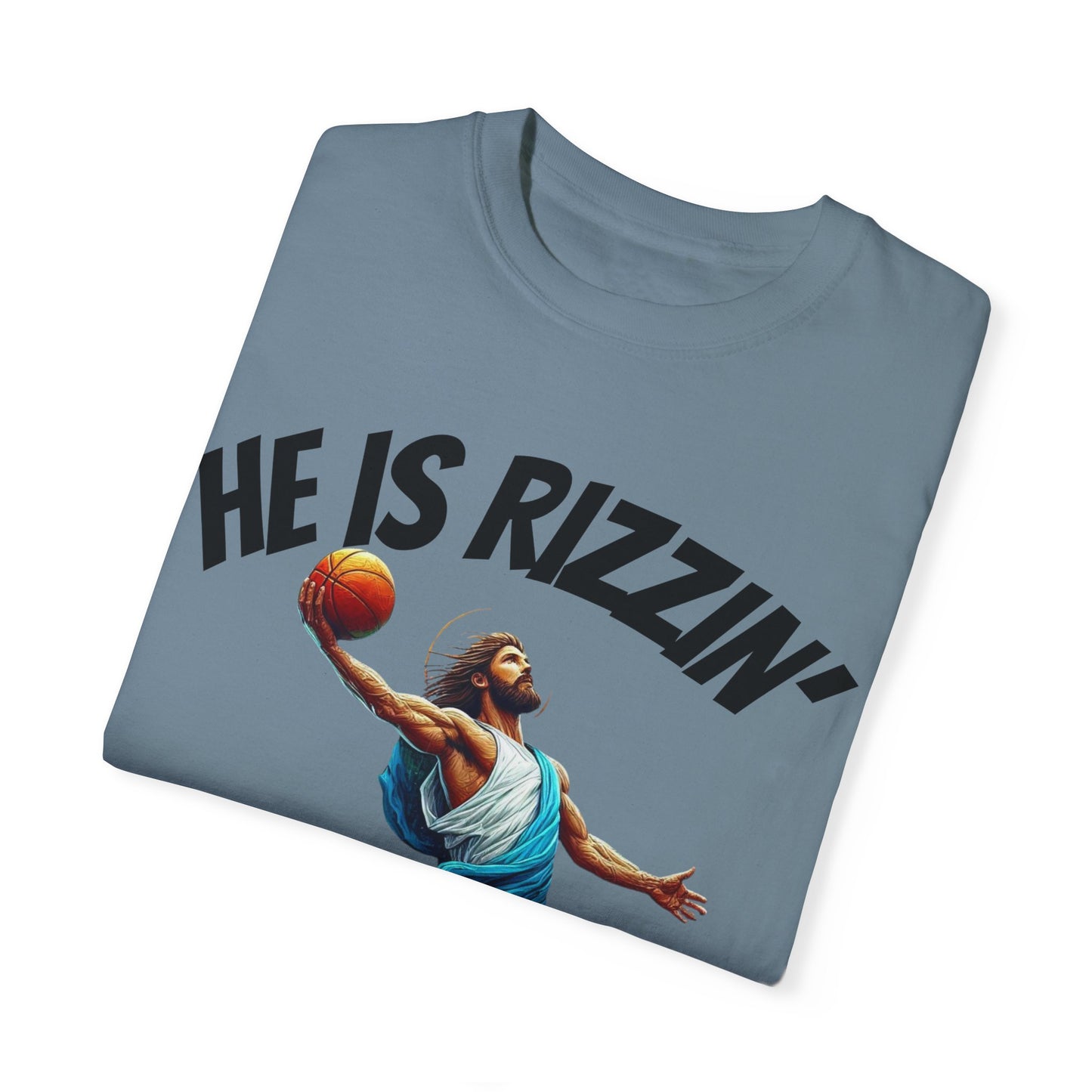 He Is Rizzin' Unisex Garment-Dyed T-Shirt | Trendy Basketball Tee for Sports Lovers