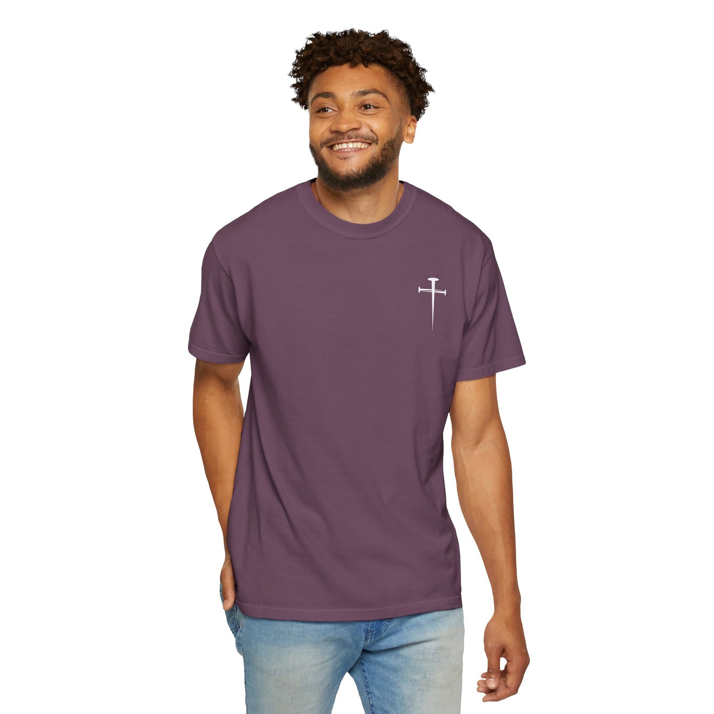 Minimalist Unisex Garment-Dyed T-Shirt with Cross Design