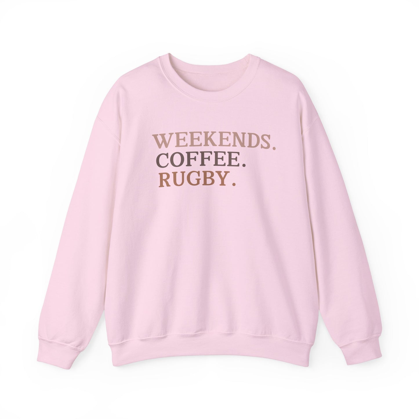 Weekend Vibes Unisex Crewneck Sweatshirt - Coffee & Rugby Design