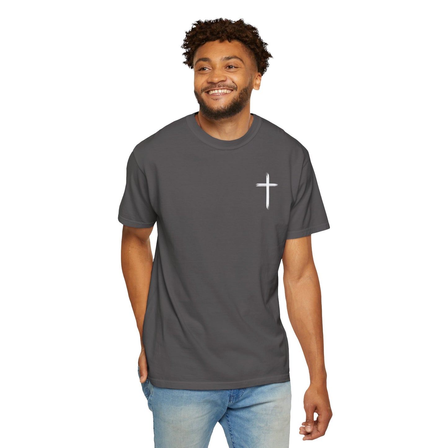 Unisex Garment-Dyed T-Shirt with Minimalist Cross Design