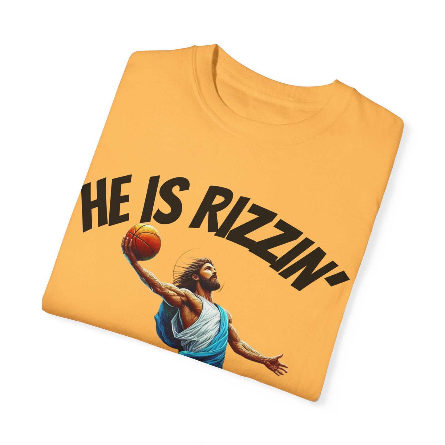 He Is Rizzin' Unisex Garment-Dyed T-Shirt | Trendy Basketball Tee for Sports Lovers